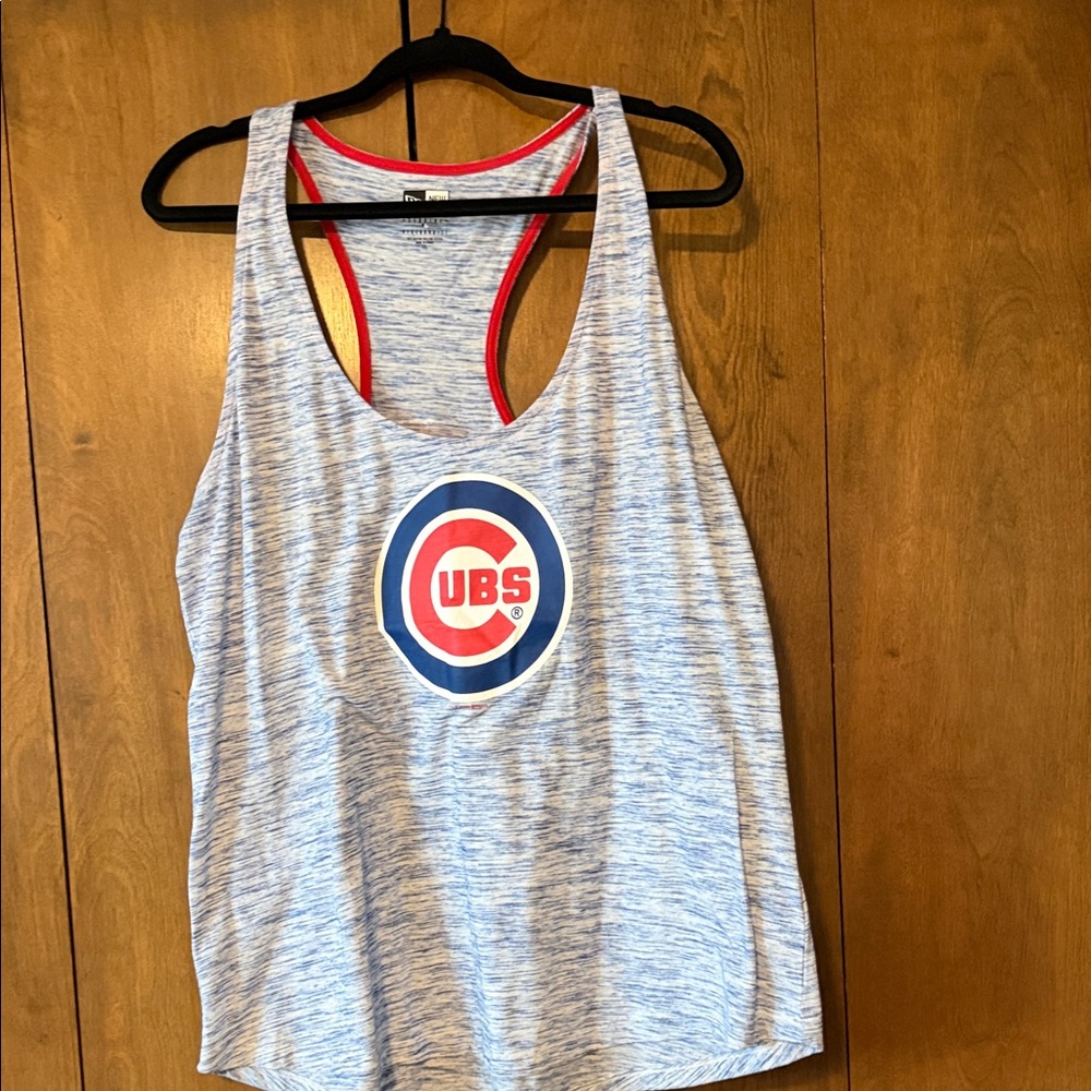 Next Era Gray Heather Cubs Logo Racerback Tank with Red Trim